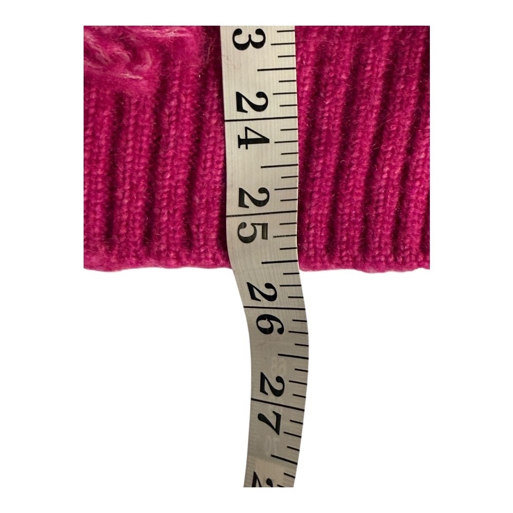 Ramy Brook Mya Sweater Fringe Trim Cable Knit Turtleneck Hot Pink Size Large NWT - Picture 7 of 9
